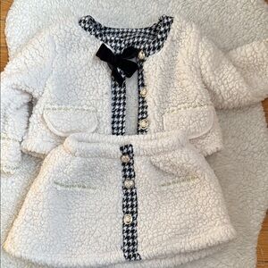 Chic White and Black Houndstooth Baby Outfit